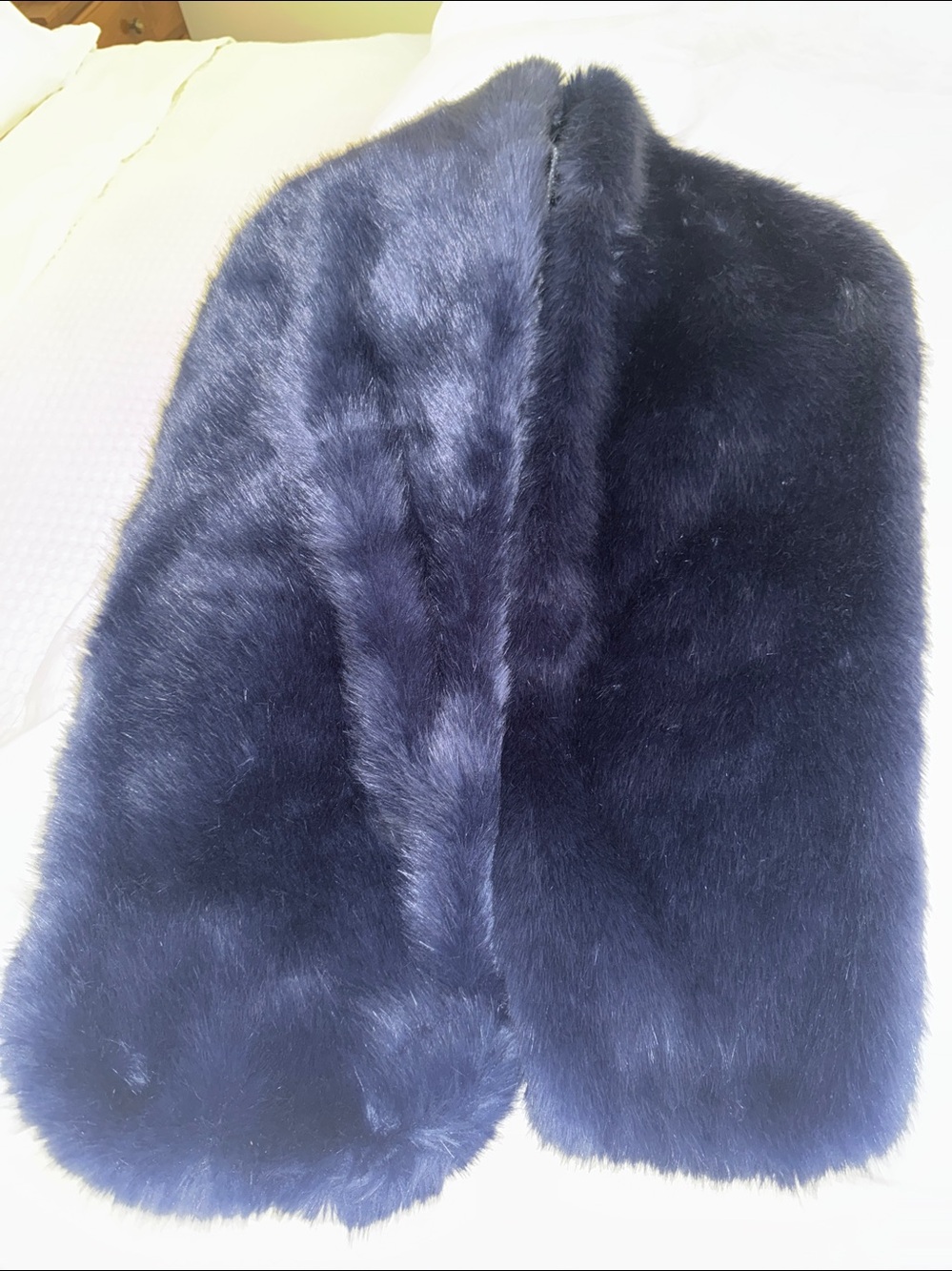 Long fur midnight blue tippet scarf shawl stole aspen vail - Picture 2 of 5